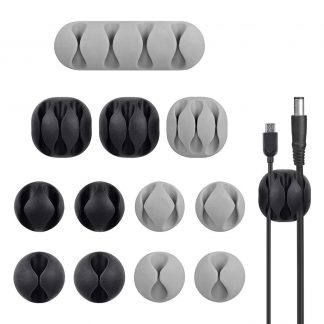 Lot de 12 bloque-câbles ronds noir et blanc